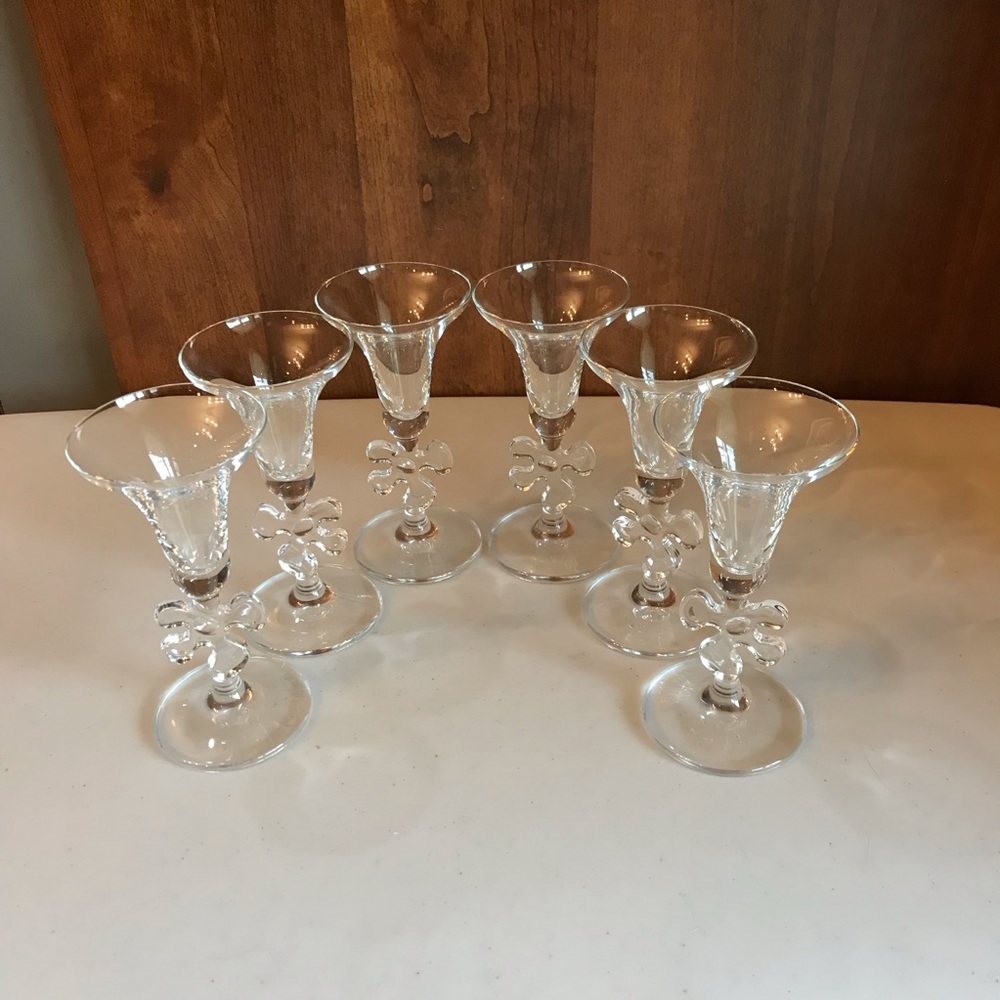 Set of Six Marc Aurel Echkristall Cordial Glasses Signed 6”H 3”W